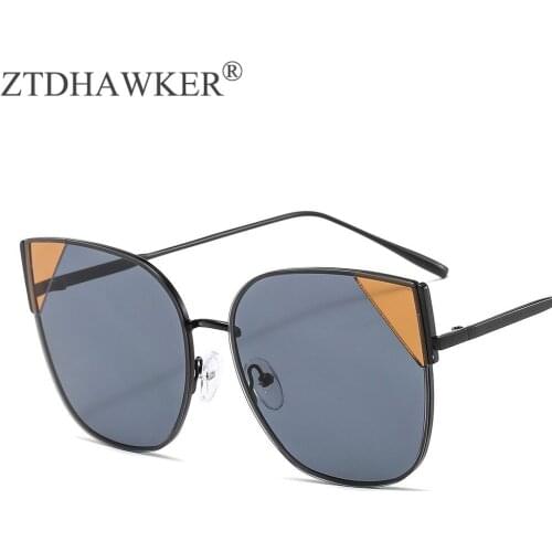 Trending Products Personality Fashion Metal Color Sunglasses Men and Women Glasses Spectacles Cat Ears