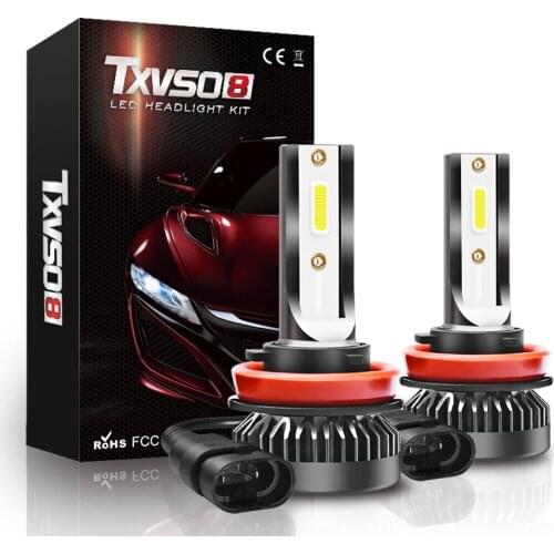 TXVSO8 Mini H11 H4 LED Headlight Bulb 6000K Car Headlight 12V 8000LM lamps H8 H9 360 Degree Universal Auto Light COB led voiture