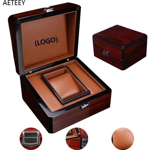 Wine Red Baking Paint Wooden Wrist Watch Box Bangle Leather Pillow Box Storage Watch Holder Watch Gift Box Wholesale Customized