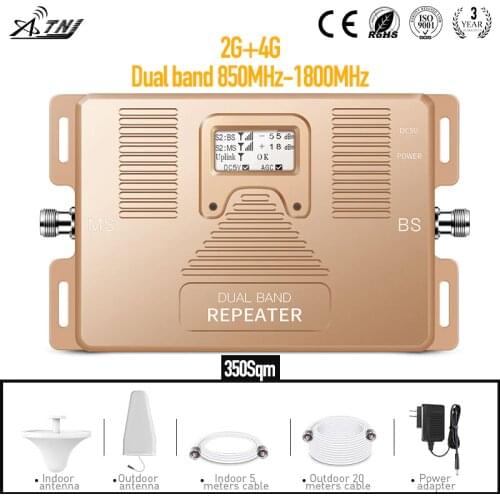 Top Quality! Real Smart 2G, 3G, 4G booster ! DUAL BAND 850/1800mhz ,large coverage cellular amplifier repeater kit