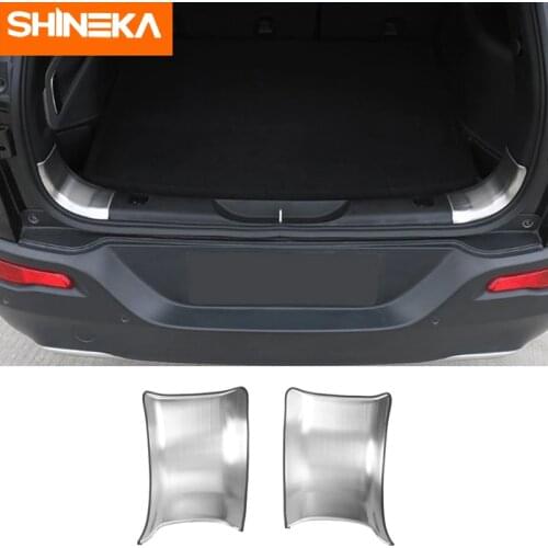 SHINEKA Stainless Steel Car Interior Rear Trunk Bumper Guard Plate Wrap Angle Protect Accessories For Jeep Cherokee 2014-2019
