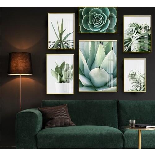 Green Plant Leaf Scandinavian Poster Nordic Flower Canvas Painting Wall Art Print Decorative for Living Room Home DecorPictures