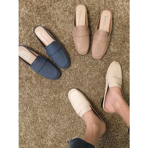 Womens shoes slippers outdoor wear 2019 new autumn fashion thick with square head Muller shoes