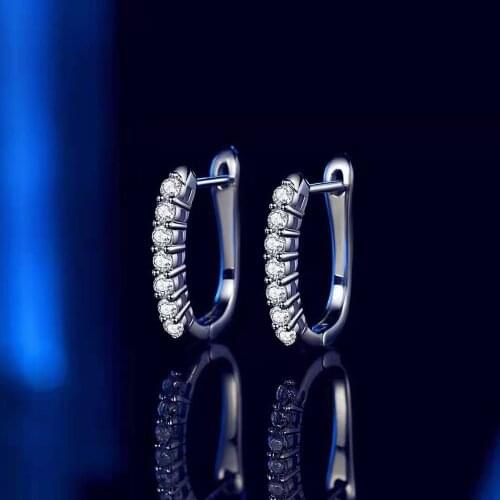 BOEYCJR s925 Trendy D color 2mm 0.42ct total VVS1 Moissanite Hoop Earring for Women Fine Jewelry