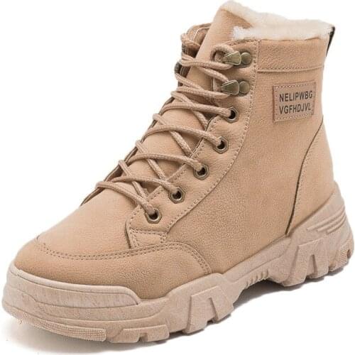 Ladies thickened sneakers 2021 winter thick-soled fur all-in-one women boots plus velvet snow boots beige fashion womens shoes