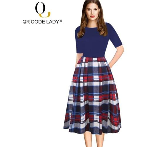 QR Spring Summer Dress Women 2019 Elegant Sexy Print Ball Gown Long Party Dress Female Casual Plus Size Plaid Dresses Pocket 2XL