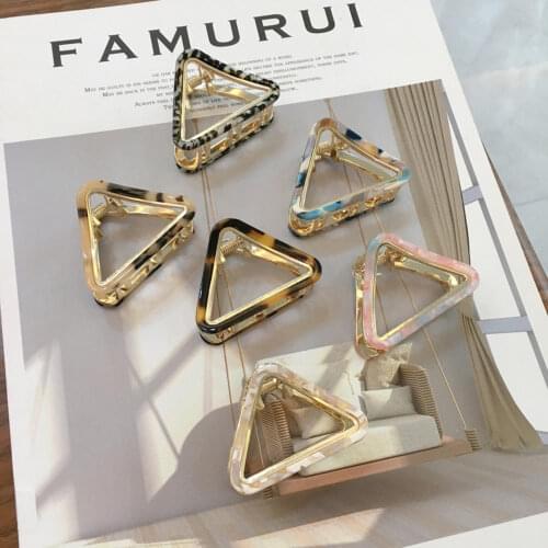 1pcs Fashion Triangle Acetate Hair Claws Women Girls Geometric Hair Claw Clamps Hair Crab Alloy Hair Clip Accessories Hairpin