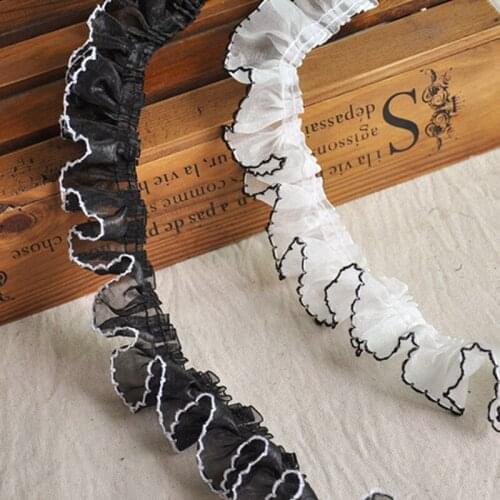 1yard White Black Transparent Lace Trims Ribbon Fabric Collar DIY Sewing Applique Flowers Embroidered Fringe Guipure Supply 4CM