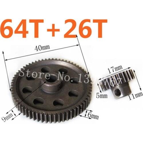 11184 Metal Diff.Main Gear 64T &11176 Motor Gear 26T RC Car Parts 1/10 Scale Models HSP Car Monster Truck Hobby Baja 94111