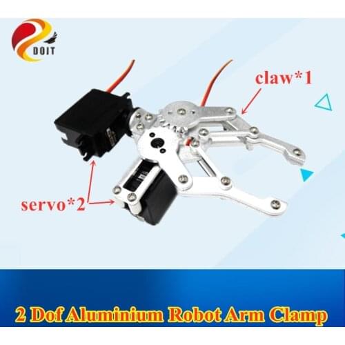 2 Dof Aluminium Robot Arm Clamp Claw Mount Kit+ Servo For Robotic Manipulator Diy Rc Toy