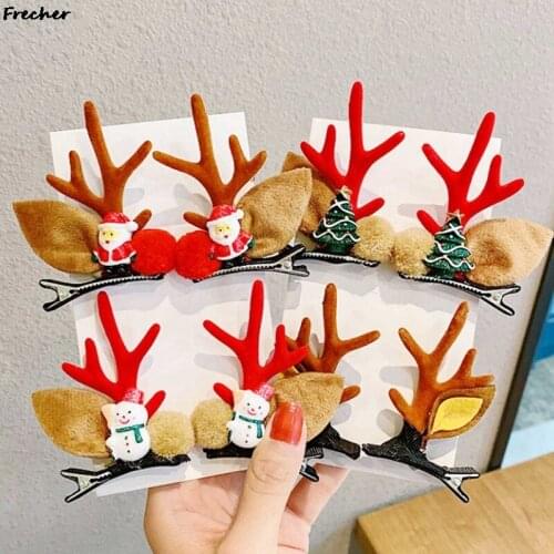 2021 Christmas Party Cute Hair Accessories Kawaii Antler Hair Clips Girls Antler Hairpins General for Children New Years Gift