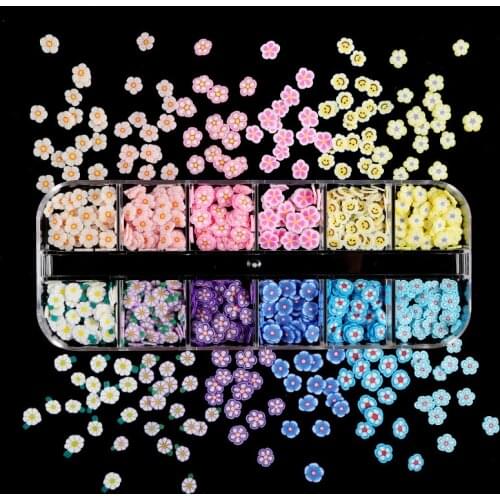 3D Nail Art Tiny Cute Flower Polymer Clay Slices Accessories Japan Cherry Blossoms Daisy Sequins For Nails Decorations Supplies