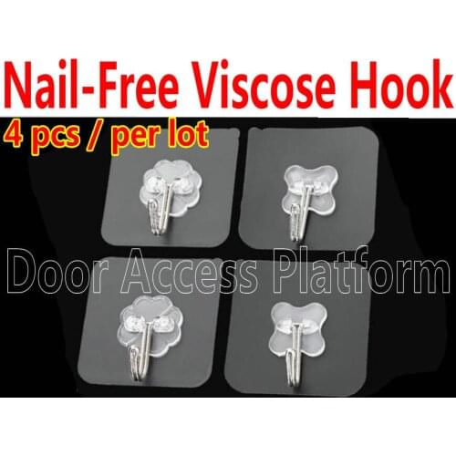 4 pcs per lot of Nail-Free Wall-hanging Viscose,Wall install Hook WaterProof Bathroom use viscose, Mucilage glue load-bearings