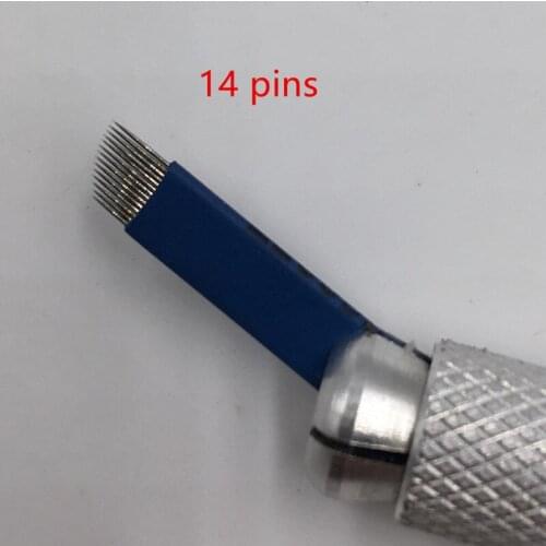 50 pcs blue semi permanent 3d microblading eyebrows makeup needle for Embroidery Pen Pernement Makeup Eyebrow Tattoo Supplies