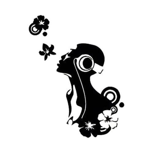 9*10.3CM Artistical Beautiful Flower Girl Fashion Cool Style Car Sticker Black/Silver Vinyl Decal Silhoutte Design C20-0996