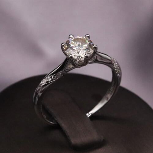 925 Sterling Silver Ring Moissanite round Brilliant Cut Test Positive Diamond Ring for Anniversary Wedding Customizable