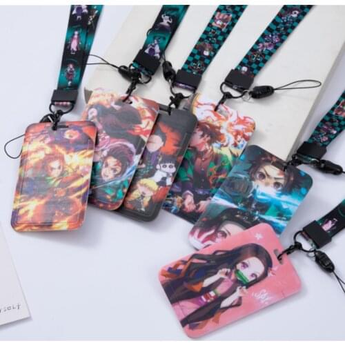 Animation demon killer Cosplay acrylic card holder bus pass business card case key chain bag Pendant
