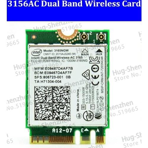 For Intel Dual band Wireless AC3165 3165NGW NGFF 433Mbps Wifi Bluetooth 4.0 Combo Module Laptop Network Ethernet Card for HP