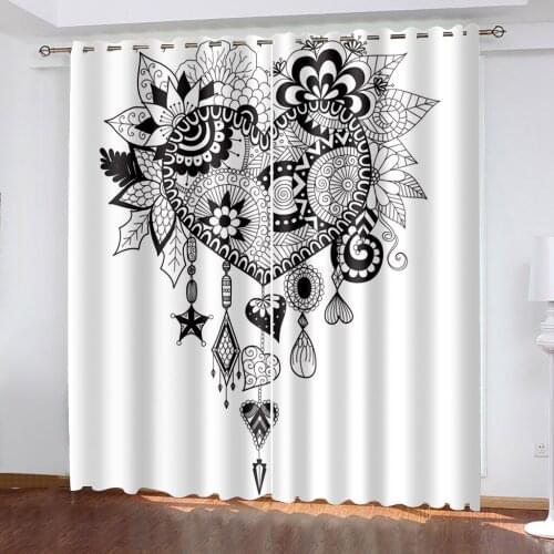 Living Room Bedroom Shading Decorative Grommet Curtains Dream Catcher Pattern Home Textile Decorative Grommet Curtains