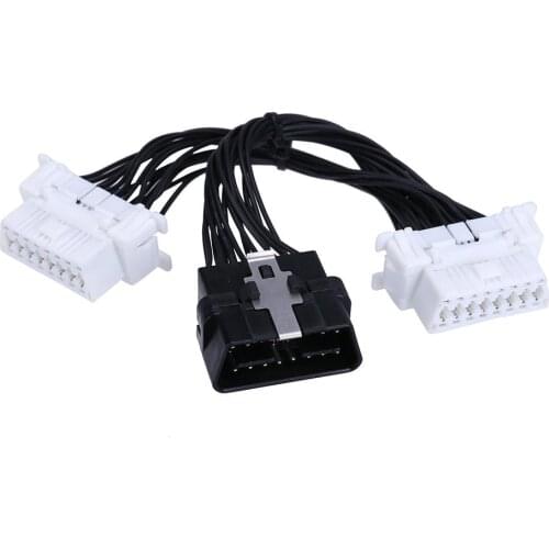 OBD 2 16pin 1 to 2 Splitter Cable for ELM327 Car Auto Diagnostic Scanner Tool OBD Male to Female Extension Connector 30cm