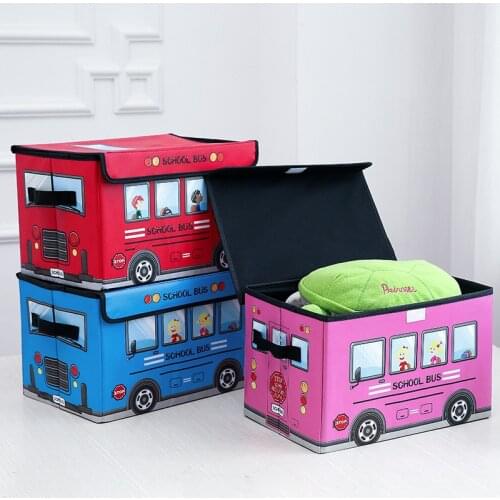Storage Canvas with Flip-Top Lid for Children Room - Kids Collapsible Storage Trunk Toy Baskets Storage Bin for Home Organizatio