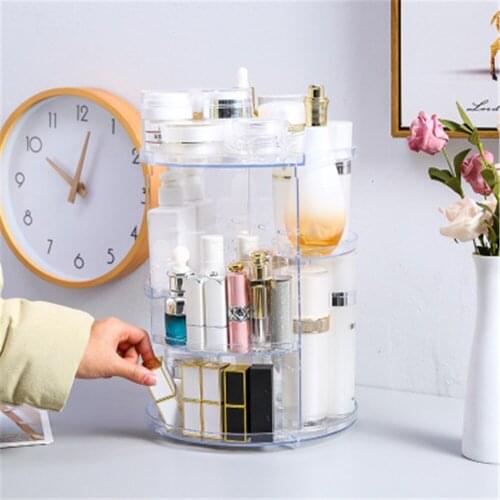 Cosmetics Storage Holder Rotating Makeup Rack Adjustable Cosmetic Box Skin Care Product Organizer Portable Lipstick Display Case