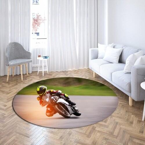 Motor Round Carpet Teens Boys Bedroom Decor Floor Mat for Living Room Bedroom Kids Crawling Mats Area Rugs Yoga Mat for Girls