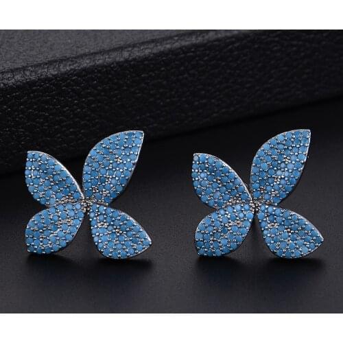 Cute Multicolors Flowers Shape Zirconia Stud Earrings For Bridal Engagement Earrings Jewelry cute earrings