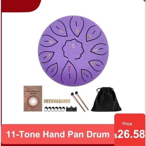 Mini 11-Tone Hand Pan Drum 6in Metal Tongue Drums with Drumsticks Percussion Musical Instruments