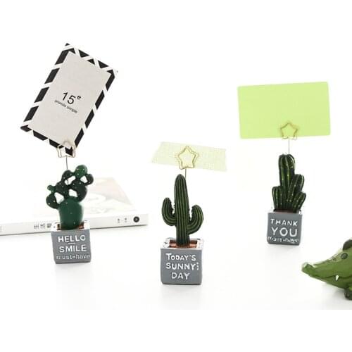 Mini Cactus Holder for Photo Card Memo Paper Clip Natural Plant Decorative Stationery Office Accessories School Supplies H6972