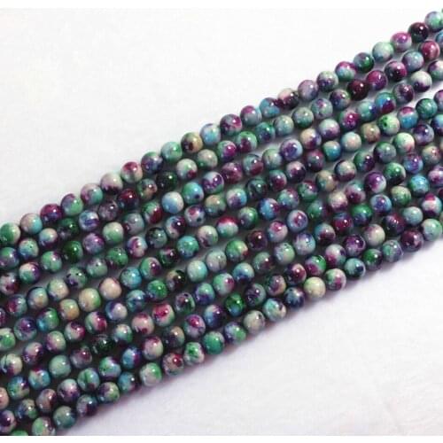 Fashion multicolor dyed Jades natural stone chalcedony 6mm 8mm 10mm 12mm stone round loose beads diy charms Jewelry B143