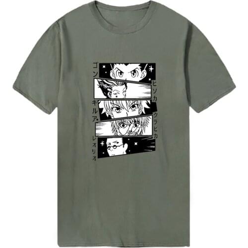 Summer Hip Hop Mans T-shirts Print Oversize HUNTERXHUNTER Tshirts Funny Clothing Tees Tops Male Black Outdoor Dadera Hombre