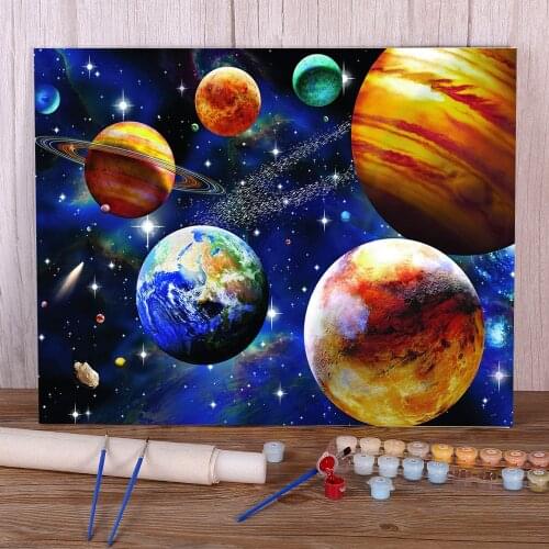 Universe Space Landscape Coloring By Numbers Painting Kit Oil Paints 50*70 Oil Painting New Design For Kids Wall Handicraft