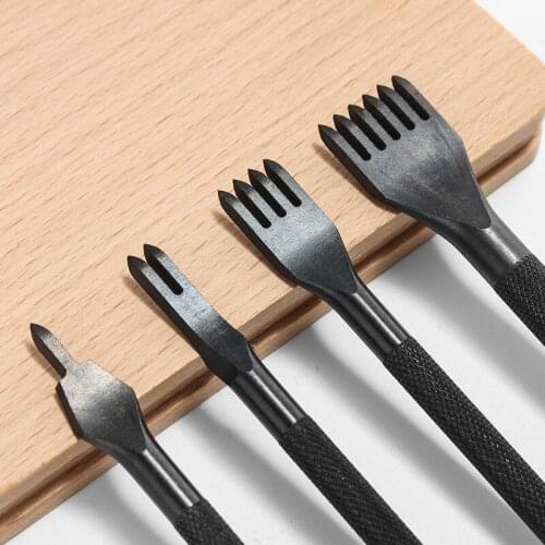 4-piece Set Of Leather Craft Lace Stitching Punch Tool Leather Chisel Craft DIY Tool Perforated Hole Row Tool