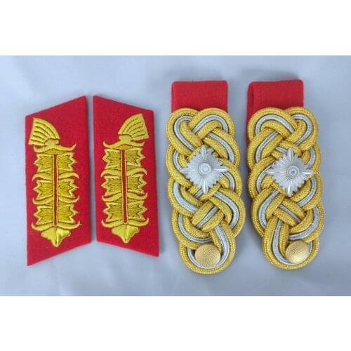 WWII GERMAN MARSHAL CORNFLOWER COLLAR TABS MAJOR GENERAL SHOULDER BOARDS SET High quality metal wire
