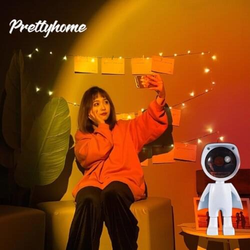 Wall Decor LED Robot Projector Atmosphere Light Touch Control Adjustable Sunset Rainbow Sun Background Projection Lamp