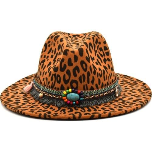 The New Spring And Fall Unisex Fedora Chapéu Superior Jazz Estilo De Lã Leopardo Tiras Decorativas Festa Ao Ar Livre Moda Alta