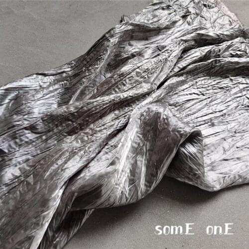 Pleated Fabric Miyake Style Folds Silver DIY Patchwork Clothes Background Decor Props Skirt Shirt Dress Designer Fabric