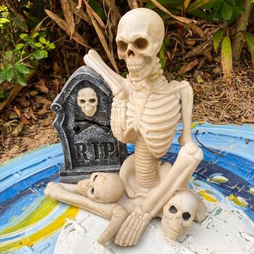 Resin Skull Skeleton Statues Pumpkin Tombstone Ornament Sculptures Props Horror Decor Party Halloween Garden Decoration Craft