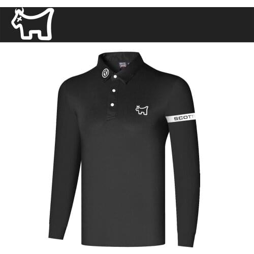 Men Golf Long-Sleeves Stretch Polo Shirts Full-Length Quick Dry Sportswear