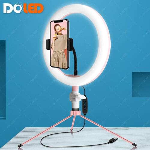 20cm Pink Desk Makeup Ring Light with Phone Holder Tripod for Taking Selfie Photo Video Live Stream on YouTube Tiktok Instagram