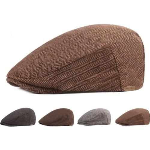 Caps Men Winter Warm Herringbone Black Cotten Hat Male Visor Hat Beanies Bone Gorras Gorro Baseball Cap Beret For Men Hat