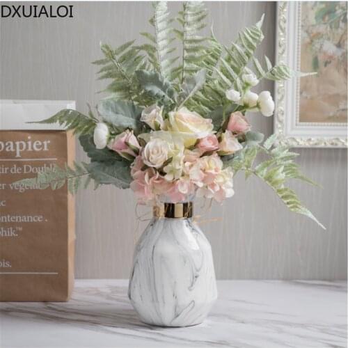Nordic Simple Vase Decoration Marble Pattern Ceramic Crafts Home Dining Living Room Desktop Flower Arrangement Vase Decoration