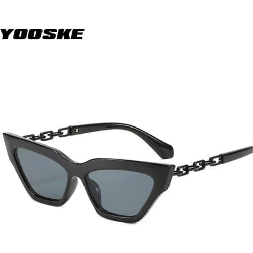 YOOSKE Cat Eye Sunglasses Women Men Fashion Paint Chain Vintage Sun Glasses Ladies Luxury Brand Designer Eyeglasses Shades UV400
