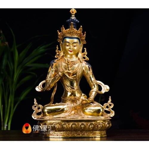TOP GOOD NEW-HOME EFFICACIOUS TALISMAN BUDDHISM INDIA NEPAL HANDMADE GILDING GOLD-PLATED VAJRASATTVA BUDDHA STATUE 30CM LARGE