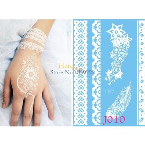 Unique waterproof henna tattoo stickers white large temporary tattoos henna paste bracelet Chains HJ010 feather tattoos for lady