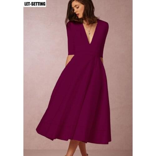 Spring autumn sexy deep V sleeve dress S-3XL multi colors elegant lady dress casual female sundress Plus-sized dress