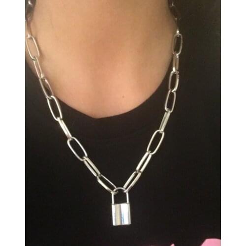 Europe and the United States Jewelry Creative Fashion Wild Necklace with Alloy Simple Retro Lock Pendant New Necklace for Female