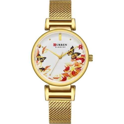 CURREN Flower Watches Women Waterproof Fashion Sliver Ladies Wrist Watches Female Clock Relogio Feminino Montre Femme New 2019