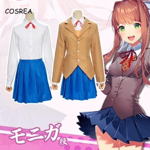 Game Doki Doki Literature Club Monika Cosplay Costume Women Girl Halloween Carnival Party Suit Clothes Costumes Spring Autumn
